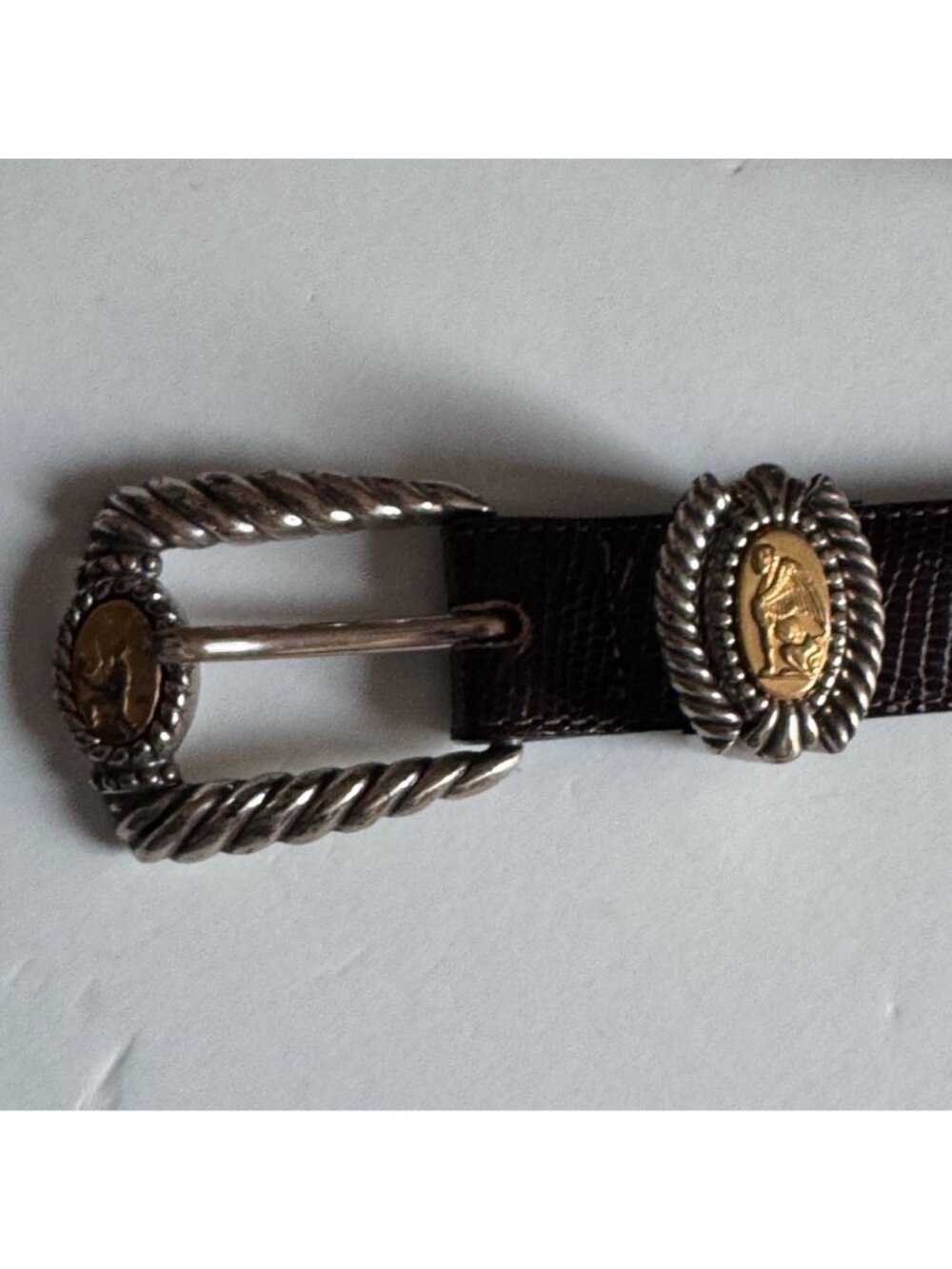 Brighton Brown Leather Belt Museum Collection M 37809 Sphinx Pegasus Vintage 90s - Picture 10 of 16
